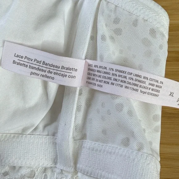 Auden Target White Lace Bandeau Bralette Removable Pad Wirefree Brallette - Picture 7 of 11